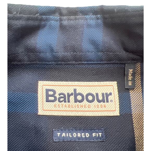 Barbour Dunoon Shirt Mens XL Blue Tartan Plaid Tailored Fit Button Down Cotton - Picture 3 of 10
